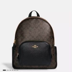 Coach Women's Lg Court Backpack in Sig Canvas Brown/Black